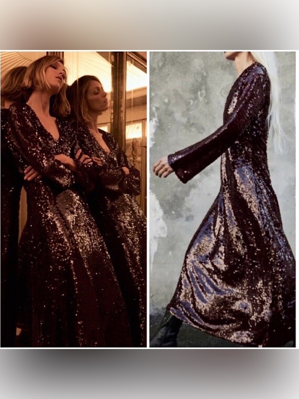 NWT Zara Limited Edition Burgundy Sequin Dress Large
